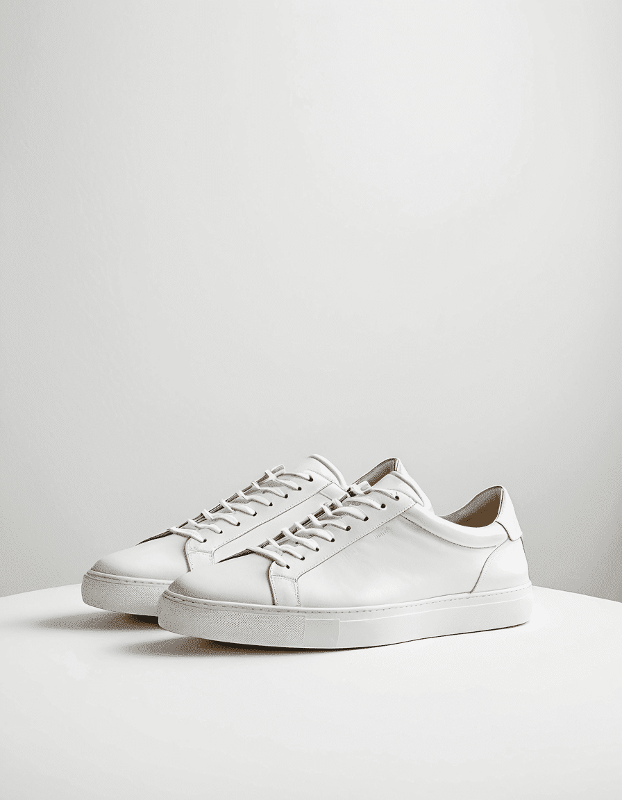 white leather sneakers
