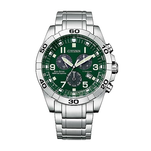 Citizen Men's Eco Drive Sport Casual Brycen Chronograph Watch, Super Titaniumâ¢, Perpetual Calendar, Tachymeter Hour Time, Alarm, Date
