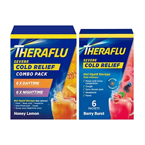 Theraflu Combo Daytime and Nighttime Severe Cold Relief Honey Lemon Flavor Powderâ and Daytime Severe Cold Relief Berry Burst Flavor Powder, âDaytime + Nighttime, and Berry Burst Powder Packets