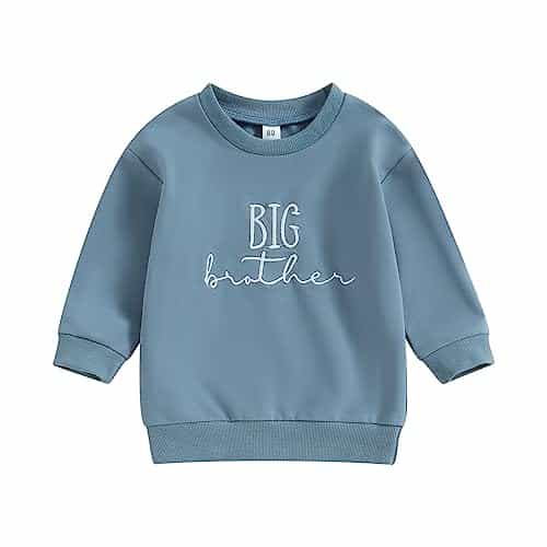 Big Brother Little Sister Matching Outfits Toddler Boy Sweatshirt Big Brother Shirt Toddler Boys Fall Winter Clothes(C Blue Sweatshirt,T)