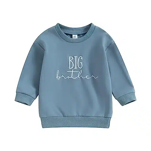 Big Brother Little Sister Matching Outfits Toddler Boy Sweatshirt Big Brother Shirt Toddler Boys Fall Winter Clothes(C Blue Sweatshirt,T)