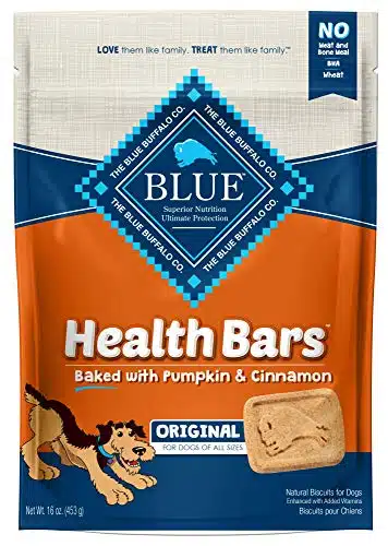 Blue Buffalo Health Bars Natural Crunchy Dog Treats Biscuits, Pumpkin & Cinnamon oz Bag