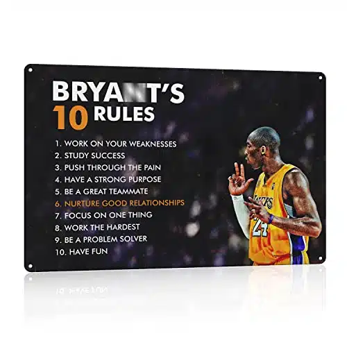 Bryant's Rules   The Championâs Mindset Motivational Basketball Metal Print Poster. Sports Poster Wall Art for Home,Office,Locker Room,Gym DÃ©cor. a Champions Rules to Be Your Best!   x in
