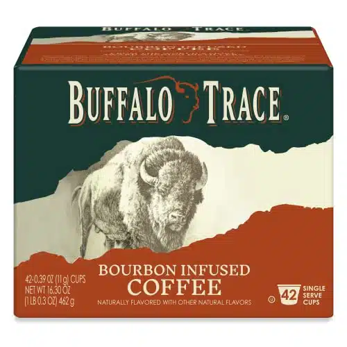 Buffalo Trace Natural Bourbon Infused Coffee, Naturally Flavored, Single Serve Coffee Cups Count