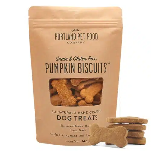 CRAFTED BY HUMANS LOVED BY DOGS Portland Pet Food Company Pumpkin Biscuit Dog Treats   Vegan, Gluten Free, All Natural, Grain Free, Human Grade Ingredients, Made in The USA   Pack (oz)