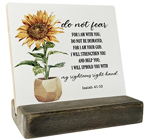 Christian Quote Wood Plaque, Isaiah  Do Not Fear For I Am With You, Plaque with Wooden Stand, Meaningful Wood Sign Plaque Gift, Bible Verse Gift Wood Sign, Christian Family Religious Home DÃ©cor