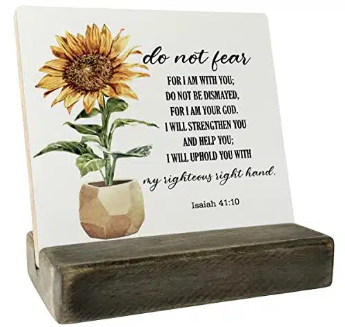 Christian Quote Wood Plaque, Isaiah  Do Not Fear For I Am With You, Plaque with Wooden Stand, Meaningful Wood Sign Plaque Gift, Bible Verse Gift Wood Sign, Christian Family Religious Home DÃ©cor