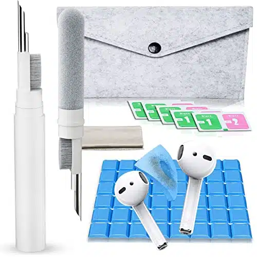 Cleaner Kit for Airpods, Earbuds Cleaning kit for Airpods Pro , Phone Cleaner kit with Brush for Bluetooth Earbuds Cleaner, Wireless Earphones,iPhone,Laptop, Camera (White)