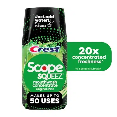 Crest Scope Squeez Mouthwash Concentrate, Original Mint Flavor, mL Bottle, Equal Uses up to L Bottle vs L Scope Outlast Mouthwash, Squeez to Control The Strength