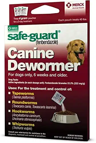 Dog Dewormer Canine inSafe Guard Safeguard Dogs Large Puppies Pet Wormer gr
