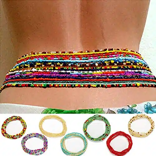 ELABEST African Waist Beads Chain Layered Belly Body Chain Beach Pack Waist Jewelry Body Accessories for Women