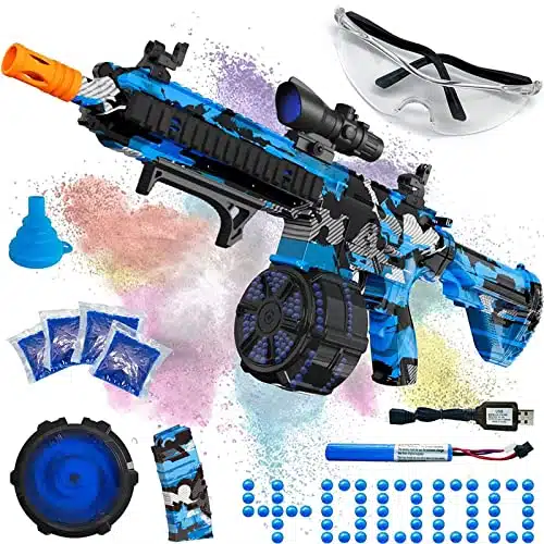Electric Gel Ball Blaster, High Speed Automatic Splatter Ball Blaster with + Water Beads and Goggles, JIFTOK Rechargeable Splatter Ball Toys for Outdoor Activities Shooting Game Party Favors