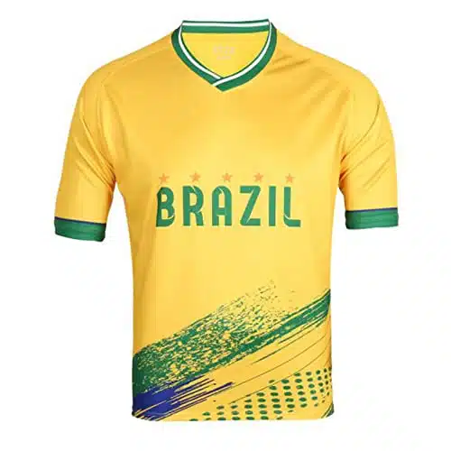 Fan Soccer Jersey Official Brazil orld Cup (Brazil, Small)