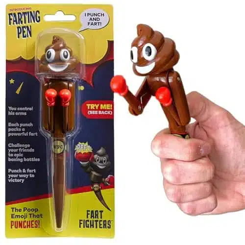 Farting Poop Boxer Pen with Punching Arms   Perfect Stocking Stuffers for Kids   Joke Poop Gifts that Make Great Gadgets for Teens   Cool for Kids White Elephant Gifts   Funny Gifts for Kids