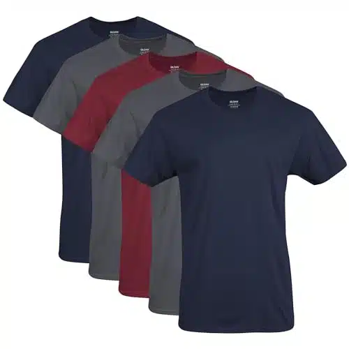 Gildan Men's Crew T Shirts, Multipack, Style G, NavyCharcoalCardinal Red (Pack), Large