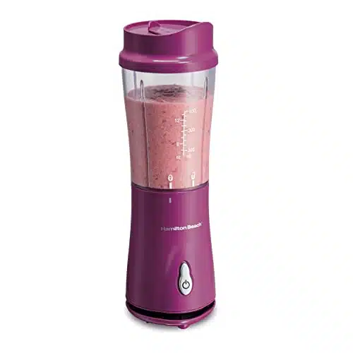 Hamilton Beach Portable Blender for Shakes and Smoothies with Oz BPA Free Travel Cup and Lid, Durable Stainless Steel Blades for Powerful Blending Performance, Raspberry ()
