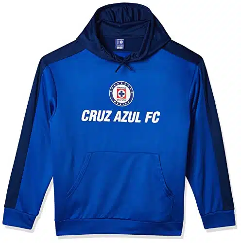 Icon Sports Federacion Mexicana de Futbol Asociacion Club Deportivo Social y Cultural   Cruz Azul Mens Side Step Pullover Hoodie, Blue, X Large (CRPH B)