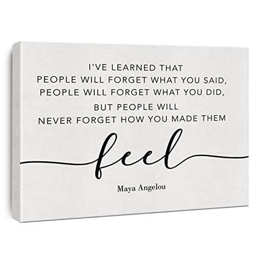 Inspirational Canvas Wall Art Maya Angelou Quote I've Learned That People Will Never Forget How You Made Them Feel Canvas Prints Framed Painting Artwork Home DÃ©cor