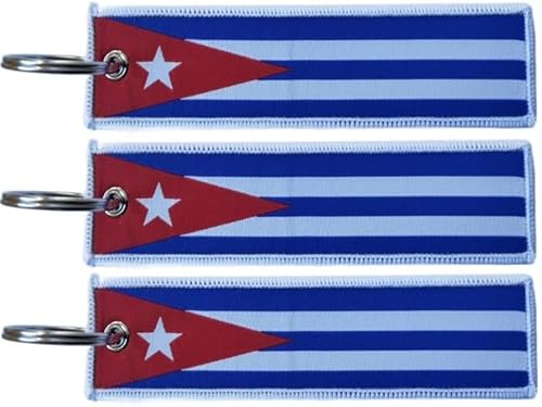 JAVD Cuba Flag Cuban Keychain Tag with Key Ring (Pack)