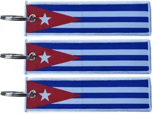 JAVD Cuba Flag Cuban Keychain Tag with Key Ring (Pack)