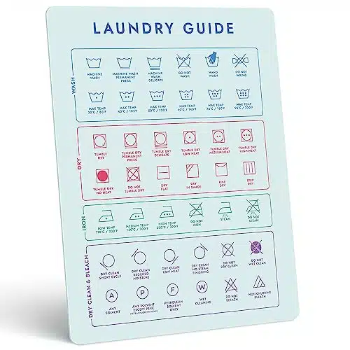 Laundry Symbols Magnet for Easy Clothing Care   Laundry Symbol Guide for Home, Dorms & Laundromats   Laundry Symbols Sign   Laundry Room Decor and Accessories   Laundry Sign for Laundry Wall Decor