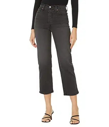 Levi's Women's Ribcage Straight Ankle Jeans, (New) Black Rinse,