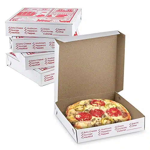 MT Products Length x idth x Depth Lock Corner Clay Coated Thin Pizza Box (Pieces)   Made in The USA