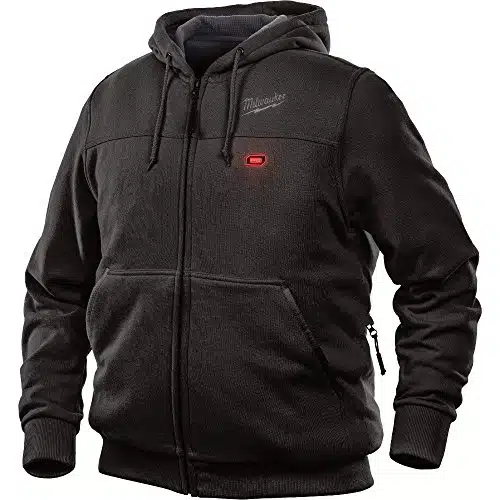 Milwaukee Hoodie V Lithium Ion Heated Jacket Front and Back Heat Zones   Battery Not Included (Large, Black)