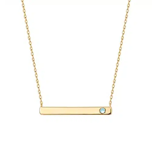 PAVOI K Gold Plated Crystal Birthstone Bar Necklace  Dainty Necklace  Gold Necklaces for Women  March