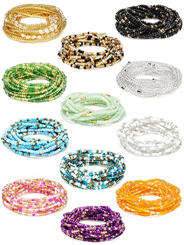 Pieces Inch Waist Beads Set Summer Handmade Colorful African Belly Beads Chain Plus Size Body Jewelry Non Stretching Belly Chain Jewelry for Women Colorful Waist Jewelry (Vintage, Inch)