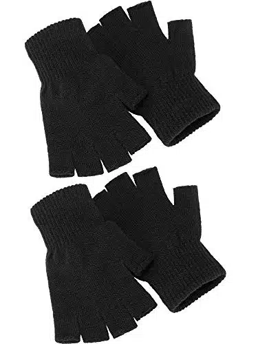 SATINIOR Pair Unisex Half Finger Gloves Winter Stretchy Knit Fingerless Gloves in Common Size