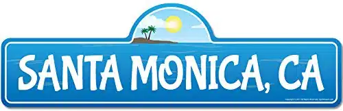 Santa Monica, CA California Beach Street Sign  IndoorOutdoor  Surfer, Ocean Lover, DÃ©cor for Beach House, Garages, Living Rooms, Bedroom  Signmission Personalized Gift