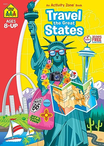 School Zone Travel the Great States Workbook Pages, Ages and Up, Geography, Maps, United States, and More (School Zone Activity Zone® Workbook Series)
