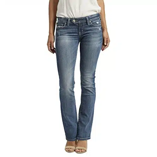 Silver Jeans Co. Women's Tuesday Low Rise Slim Bootcut Jeans, Med Wash SJL,  x L