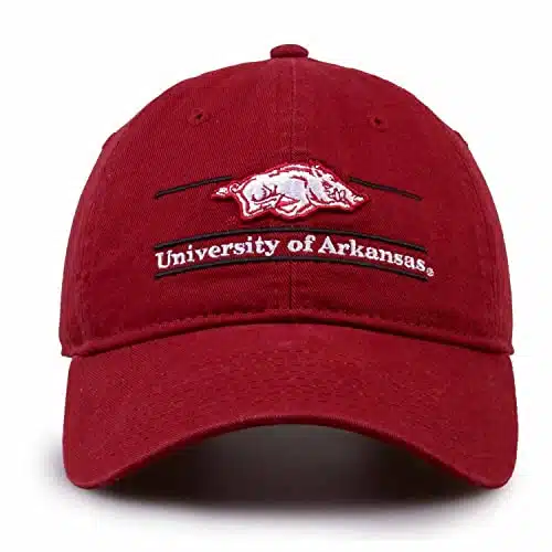 The Game NCAA Adult Bar Hat   Garment Washed Twill   Embroidered Design   Elevate Your Style and Show Your Team Spirit (Arkansas Razorbacks   Red, Adult Adjustable)