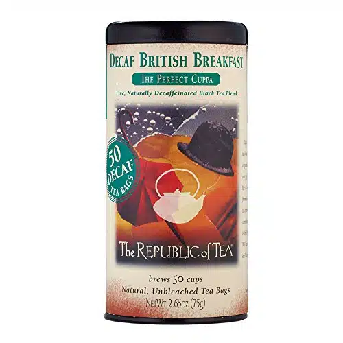 The Republic of Tea Decaf British Breakfast Black Tea, Tin of Tea Bags