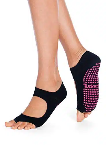 Tucketts Allegro Toeless Non Slip Grip Socks   Anti Skid Yoga, Barre, Pilates, Home & Leisure, Pedicure   LXL   pair Black Swan