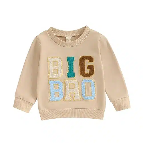 Twopumpkin Toddler Baby Boy Big Brother Sweatshirt Crewneck Shirt Fall Winter Clothes Little Sis Bro Matching Outfits (BIG Bro Sweatshirts, Years)