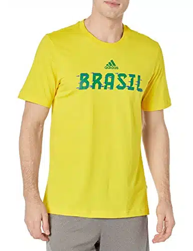 adidas Men's World Cup Tee, Team Yellow (Brasil), XX Large