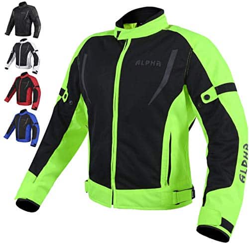 ALPHA CYCLE GEAR HI VIS MESH MOTORCYCLE JACKET FOR MENS RIDING BIKERS RACING DUAL SPORTS BIKE ARMORED PROTECTIVE... (HI VIZ GREEN, X LARGE)