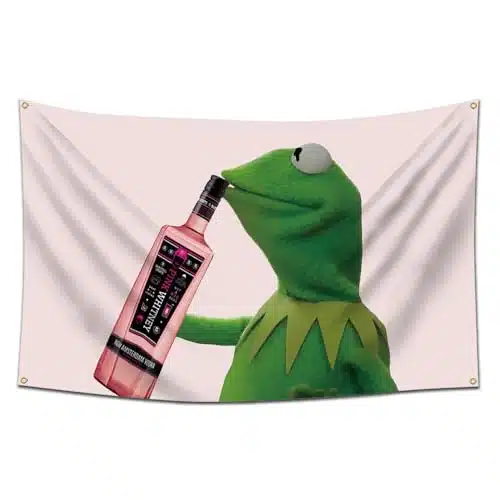 Arbinger Kermit Sipping Pink Whitney Flag xft Banner Funny Tapestry for College Dorm with Brass Grommets