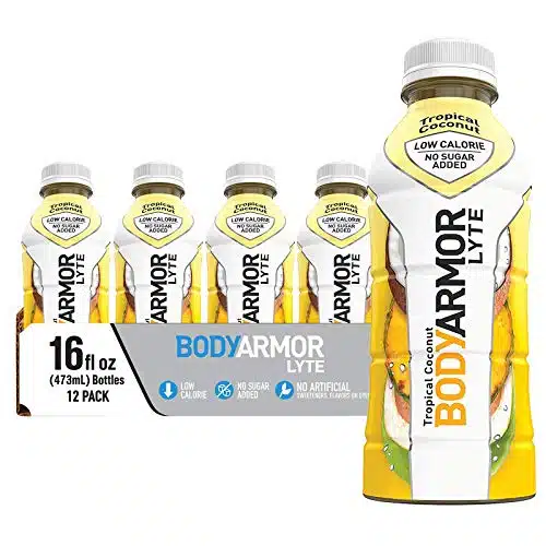 BODYARMOR LYTE Sports Drink Low Calorie Sports Beverage, Tropical Coconut, Coconut Water Hydration, Natural Flavors With Vitamins, Potassium Packed Electrolytes, Perfect For Athletes, Fl Oz (Pack of )
