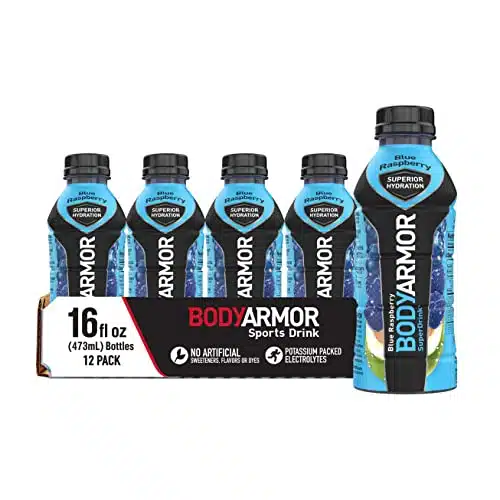 BODYARMOR Sports Drink Sports Beverage, Blue Raspberry, Coconut Water Hydration, Natural Flavors With Vitamins, Potassium Packed Electrolytes, Perfect For Athletes, Fl Oz (Pack of )