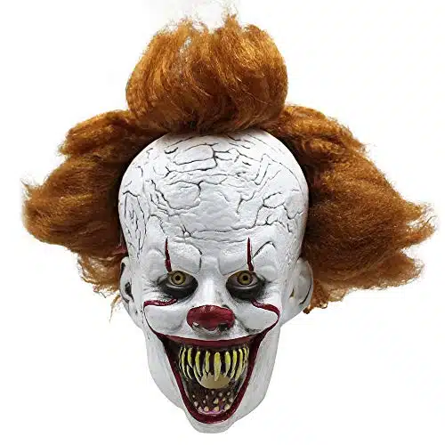 Binggle Halloween Mask IT Pennywise for Adults Clown Scary Costume Cosplay Party (mouth openning)