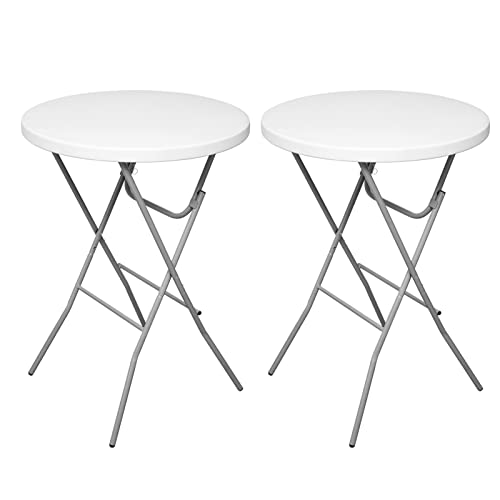 Byliable in Round Folding Table Folding Cocktail Table, High Top Table Indoor Outdoor, White Bar Table for Parties, Patio, Backyard, Dining Room, Wedding, Folding Steel Frame, Locking Legs   PCS