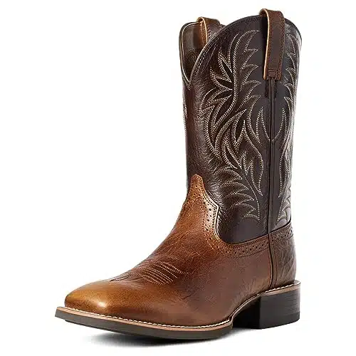 CHUUMEE Men's Fashion Round Toe Embroidered Western Cowboy Boots (Brown ,,)