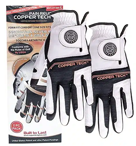 Copper Tech Women's Golf Gloves Pieces Pack Worn ON Right Hand WhiteBlack ONE Size FIT Most