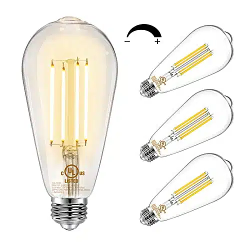 DAYBETTER Pack Vintage LED Edison Bulbs, ELed Bulb  Equivalent, Dimmable Led Light Bulbs, High Brightness LM Warm White K, STAntique LED Filament Bulbs, Clear Glass Style for Home