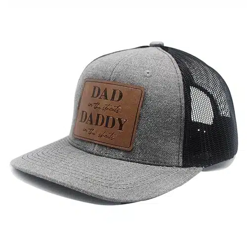 Daddy to Be Dad in The Street Daddy in The Sheets Hat Daddy Leather Patch Baseball Cap Gifts for Him Father's Day Birthday (Gray Black)