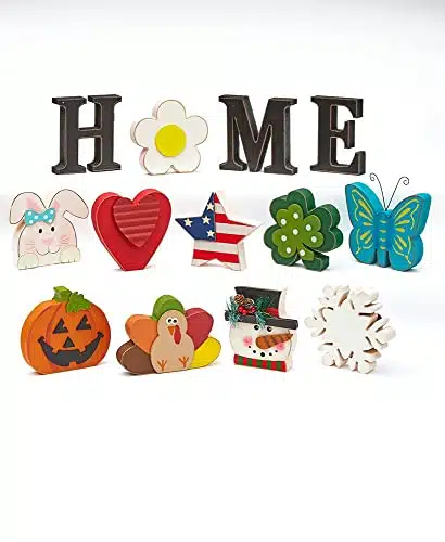 Decorative Tabletop Home Letter Sign with Seasonal Icons   Pieces